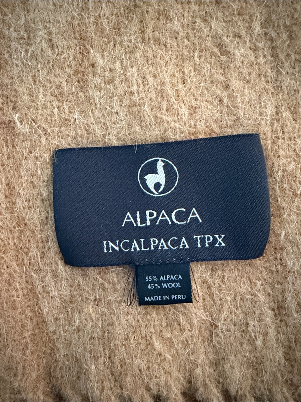 Alpaca Classic Camel Fringe Throw Blanket - Picture 2 of 4